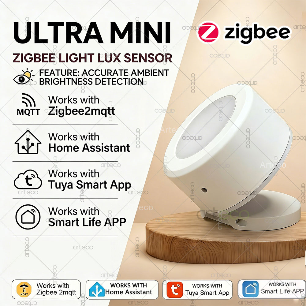 Smart Home Villa - 超ミニ Zigbee 光センサー照度検出器ルクス輝度監視スマートホームオートメーション Tuya スマートライフ 2MQTT