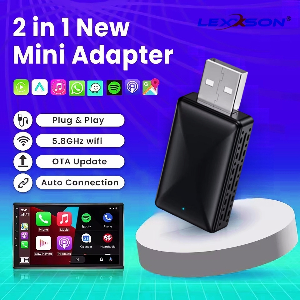 Wifi Smart Plug - 2 in 1 AIボックス ミニアダプター 有線からワイヤレスCarPlay&Android