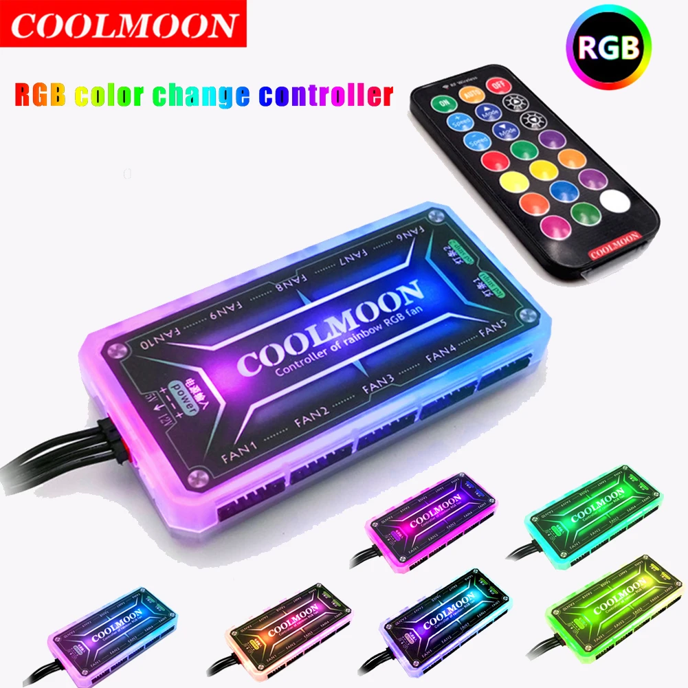Smart Home Solution - Coolmoon-インテリジェントリモコン,PCケース,argbコントローラー,冷却ファン,シャーシ,サイレントファンハブ,12v,5a,6ピン