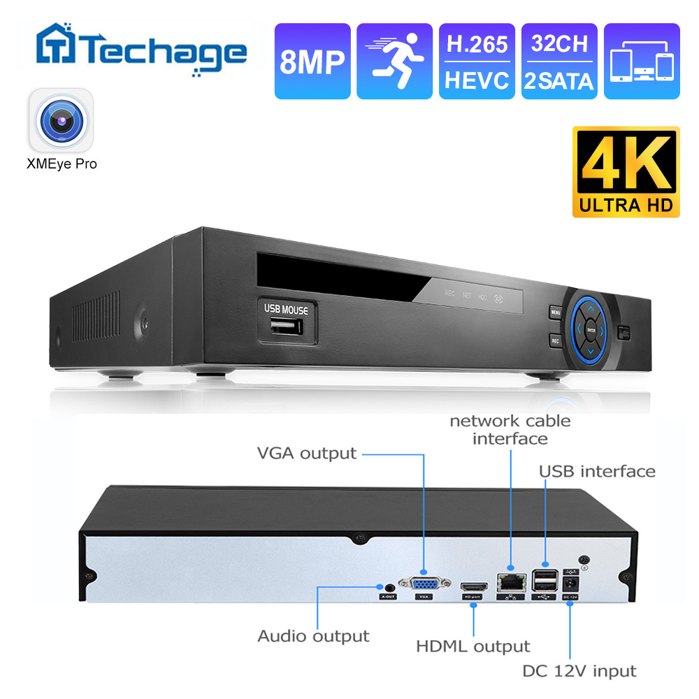 Security Ip Camera - Techage UHD H.265 36CH NVR ネットワークレコーダー