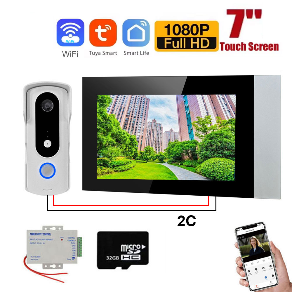 Smart Home Video Doorphone Ezviz - 2 ワイヤースマートホーム Tuya Wifi 1080P ビデオインターホンビデオドアホン