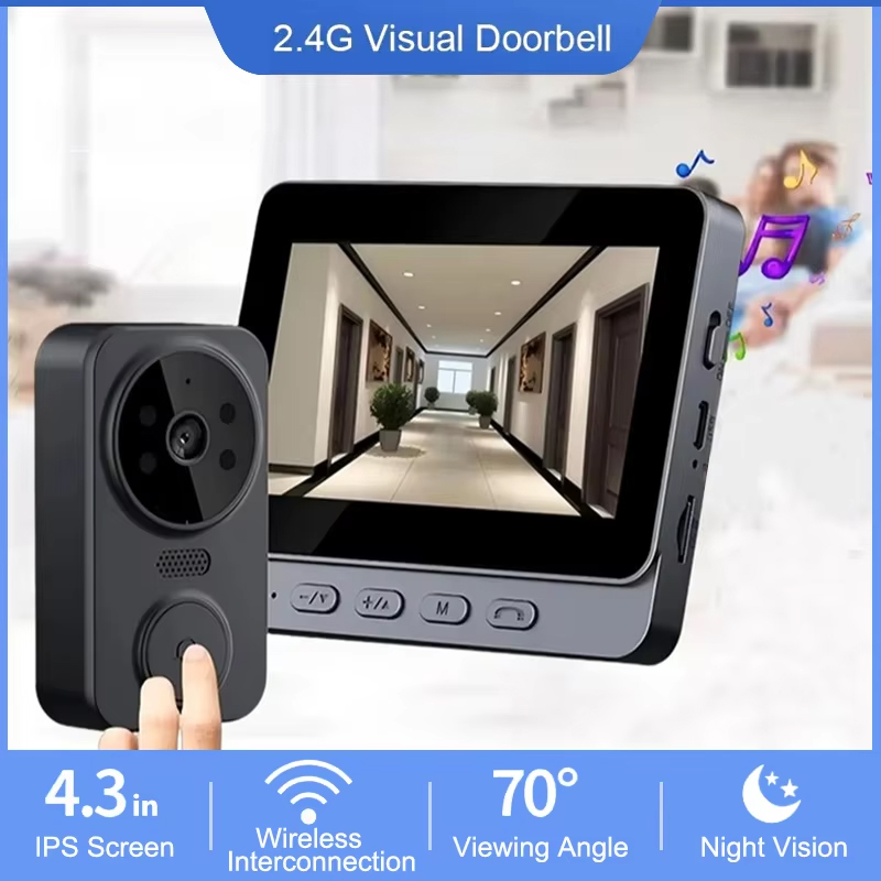Smart Home Video Doorphone Ezviz - 4.3 インチ WiFi ワイヤレスビデオドアベル双方向ビデオインターホン屋外 HD ドアベルカメラスマートホームセキュリティビジュアルドアベル