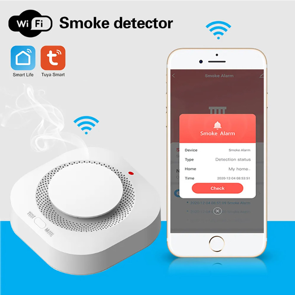 Smart Smoke Detector - Tuya Zigbee WiFi スマート煙探知機ワイヤレス煙警報システムホームセキュリティ SmartLife APP