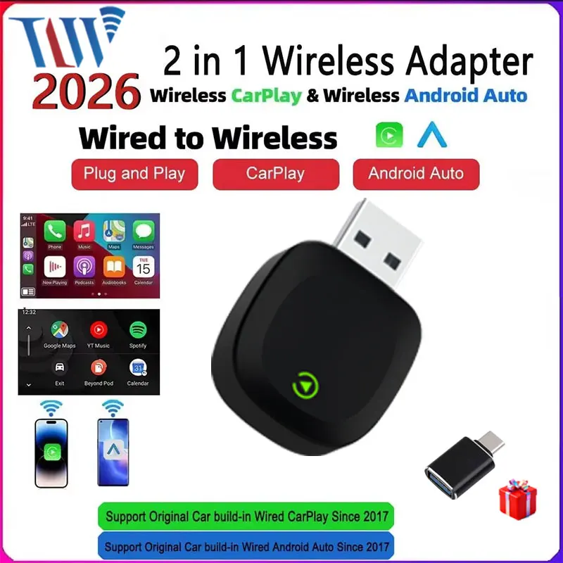 Wifi Smart Plug - TrolinkTek ワイヤレスCarPlay Android 2026 新型スマートオートアダプター 手間のかからないプラグアンドプレイ