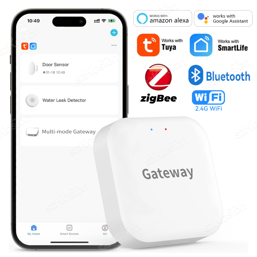 Smart Home Bridge - Tuya Smart Lifeマルチモードゲートウェイ,ホームオートメーションハブ,Zigbee,wifiブリッジ,Bluetoothメッシュ,Alexa用音声制御,Google