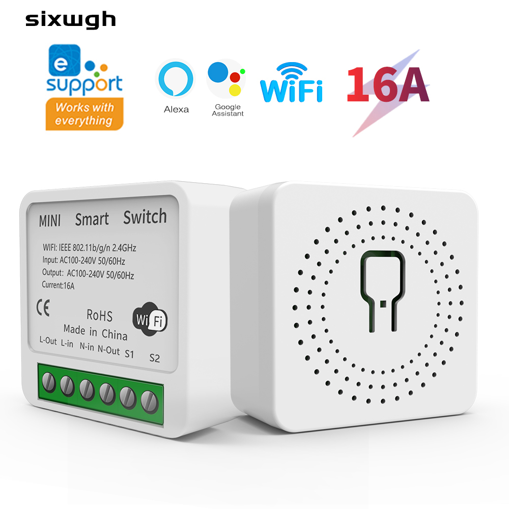 Smart Home Bridge - Ewelink WiFiスマートスイッチミニ16Aリレー、スマートサーキットブレーカー、AlexaとGoogle Homeの音声制御対応、DIYモード