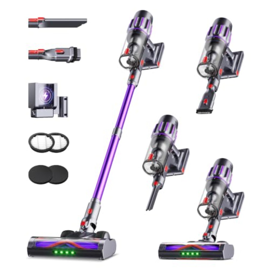 Vacuum Cleaner Smart Home - 家庭用コードレス掃除機、ABS樹脂製、黒色、650Wモーター、55KPA吸引力、スマートディスプレイ搭載