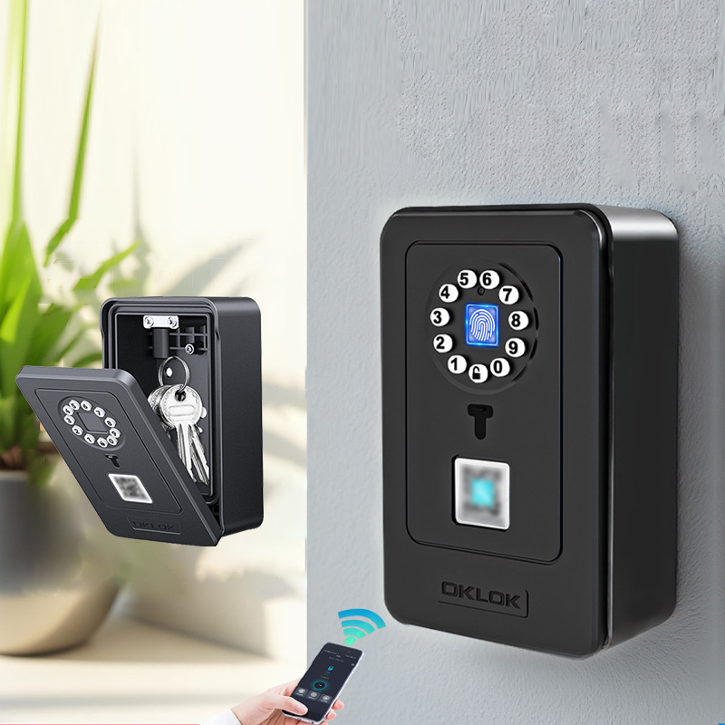 Smart Door Lock - インテリジェント南京錠ハングデザインパスワード保管デポジットケース家庭用指紋セーフデジタルドアロックボックスセキュリティスマートキー
