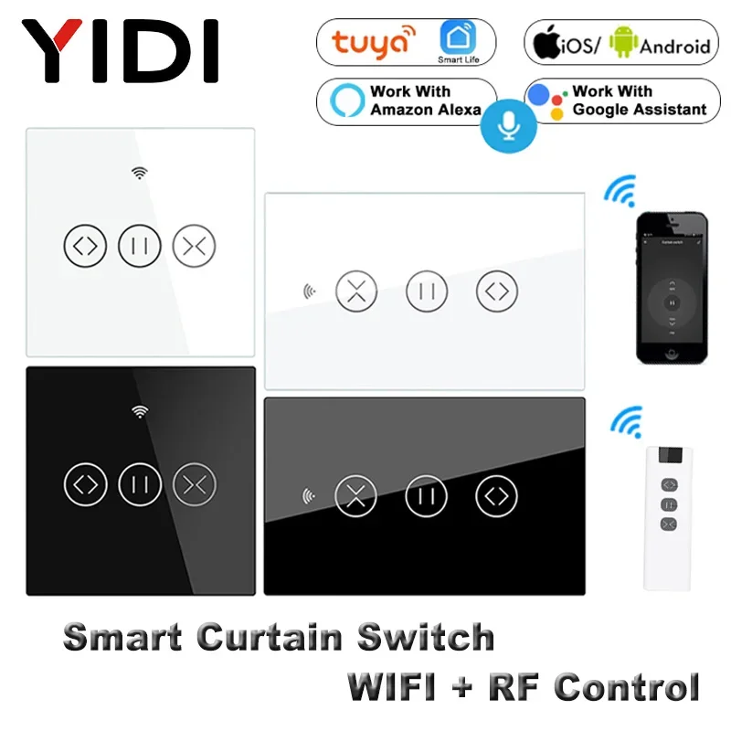 Smart Home Living Room - Tuyaスマートタッチカーテン用のwifiとrf433を備えたスイッチ,音声とリモートコントロールを備えた自動ブラインドとカーテン用のスイッチ,ヨーロッパとアメリカの互換性のあるalexa
