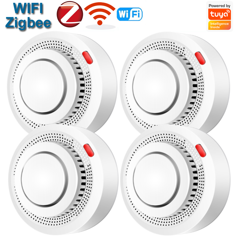 Smart Smoke Detector - WiFi/Zigbee 煙探知センサー火災警報器は Tuya スマートライフアプリと連携し、情報プッシュスマートホームセキュリティシステムに対応します