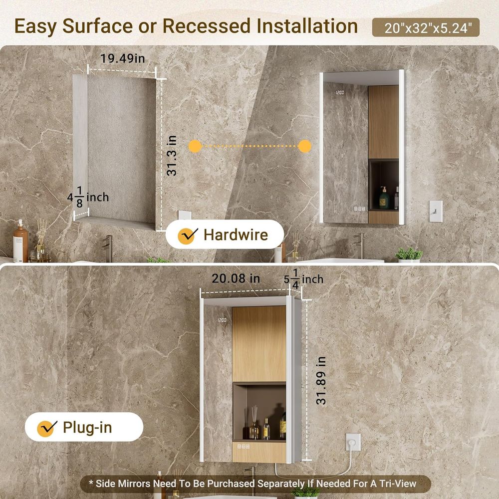 20x32 ライト付き薬棚ミラー（ライト＆スマートナイトラン - Smart Home Living Room のレビューと価格