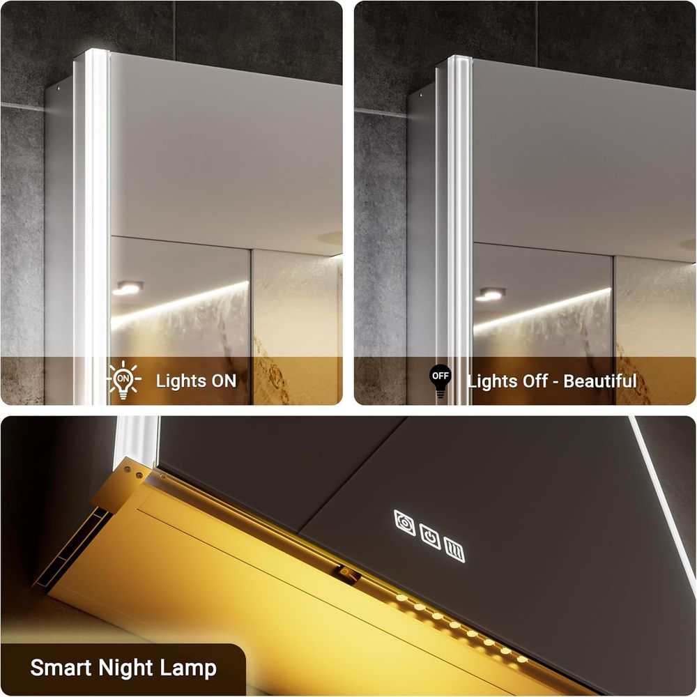 20x32 ライト付き薬棚ミラー（ライト＆スマートナイトラン - Smart Home Living Room のレビューと価格