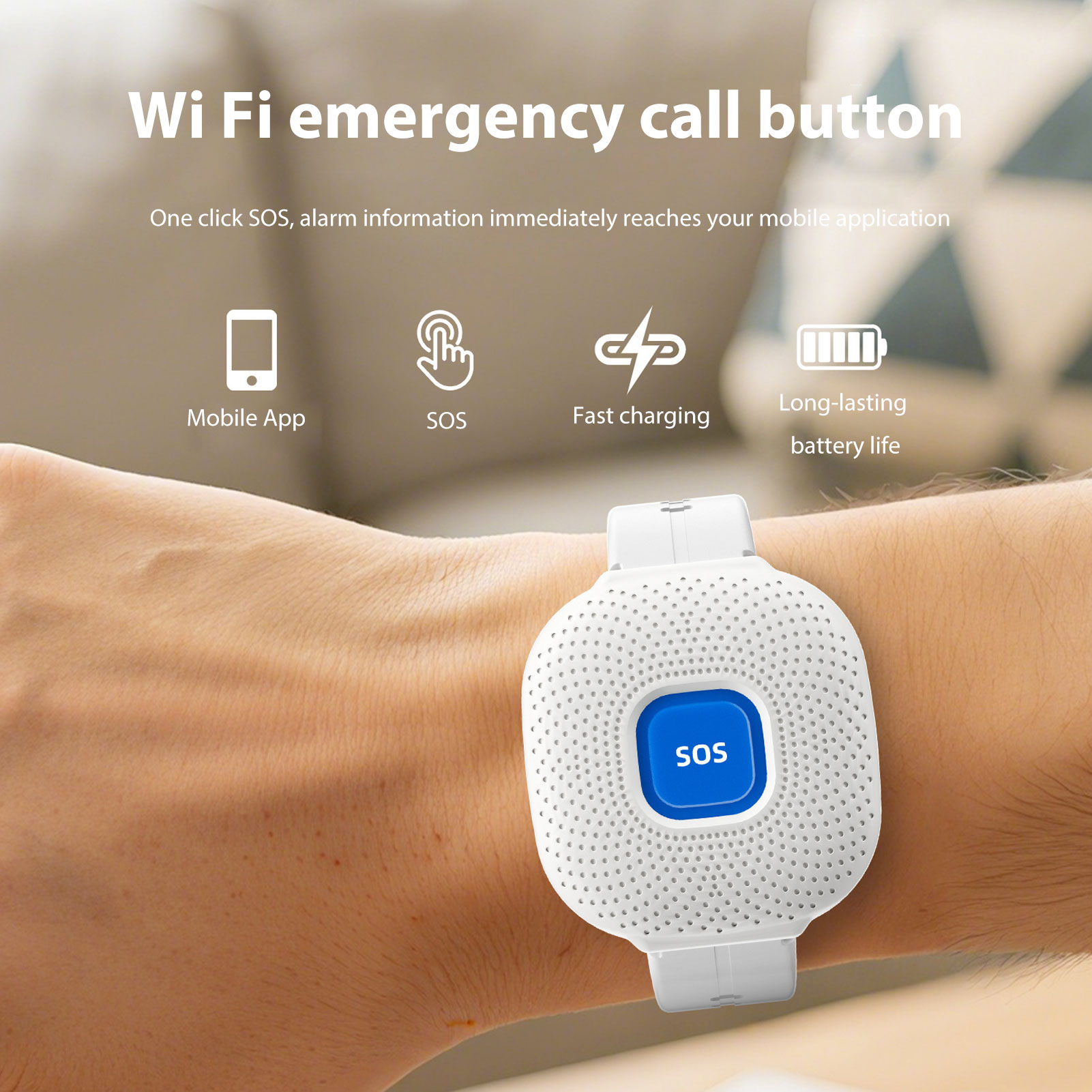 ワイヤレスポケットベルコールボタン WiFi緊急警報ブレスレ - Smart Elderly Home のレビューと価格