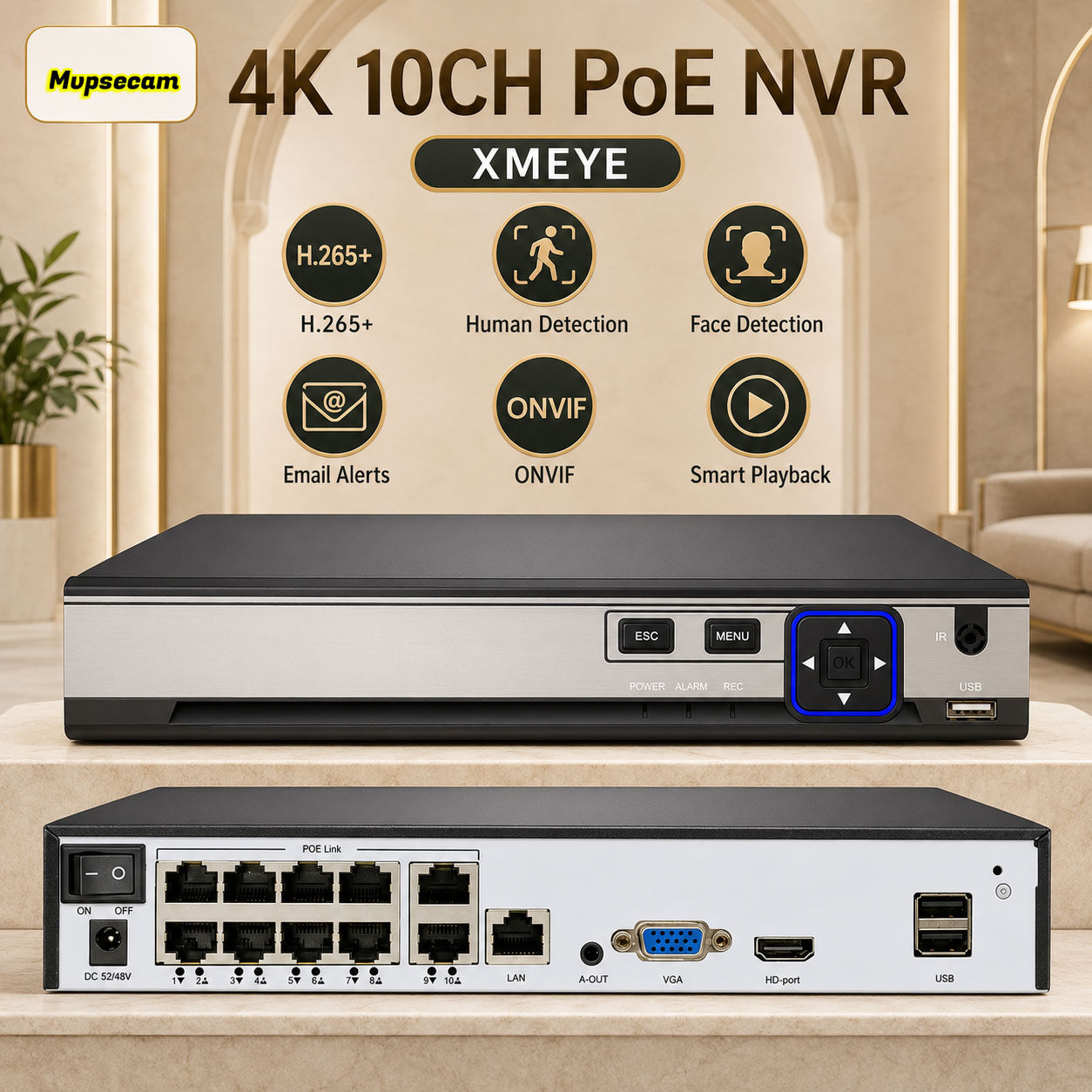 POE NVR XMEYE 10CH 8チャンネル 4K C - Security Ip Camera のレビューと価格