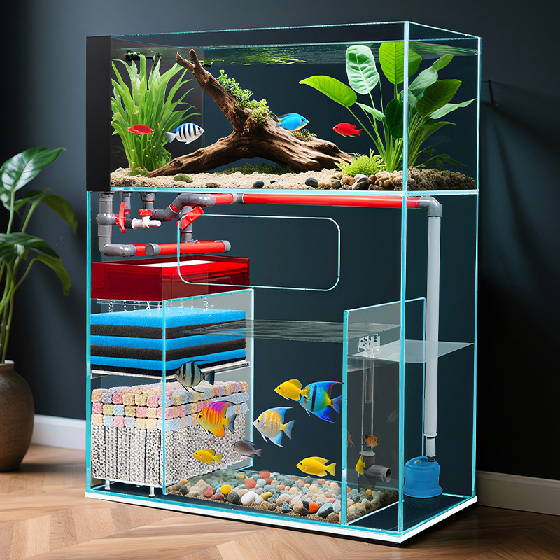 二層式フロアスタンド型超透明ガラスフィルター酸素供給一体型ス - Smart Home Living Room のレビューと価格