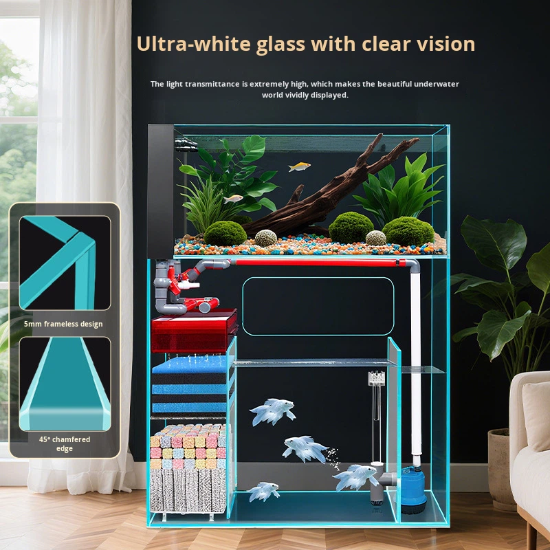 二層式フロアスタンド型超透明ガラスフィルター酸素供給一体型ス - Smart Home Living Room のレビューと価格