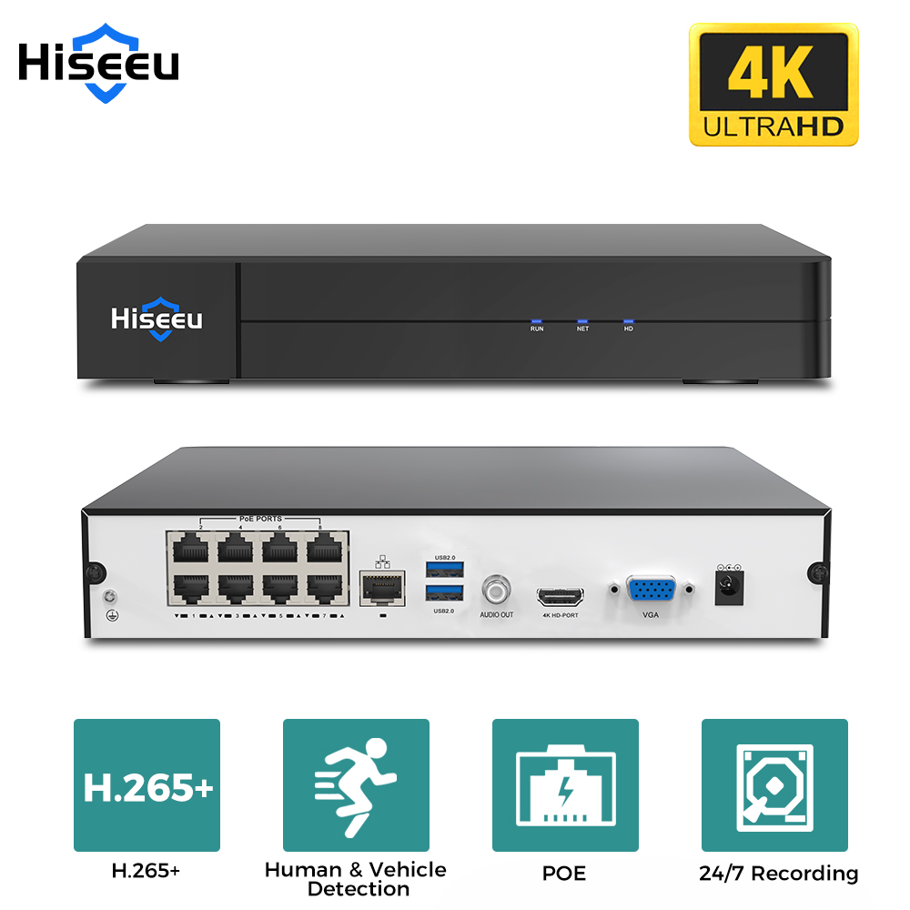 Hiseeu 8CH 4K PoE NVRネットワークビデオ - Security Ip Camera のレビューと価格