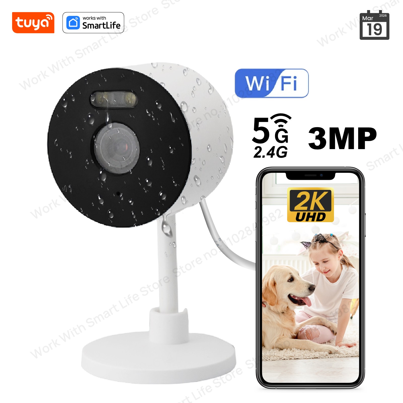 3MP HD Tuya スマート屋内/屋外セキュリティカメラ - Smart Elderly Home のレビューと価格