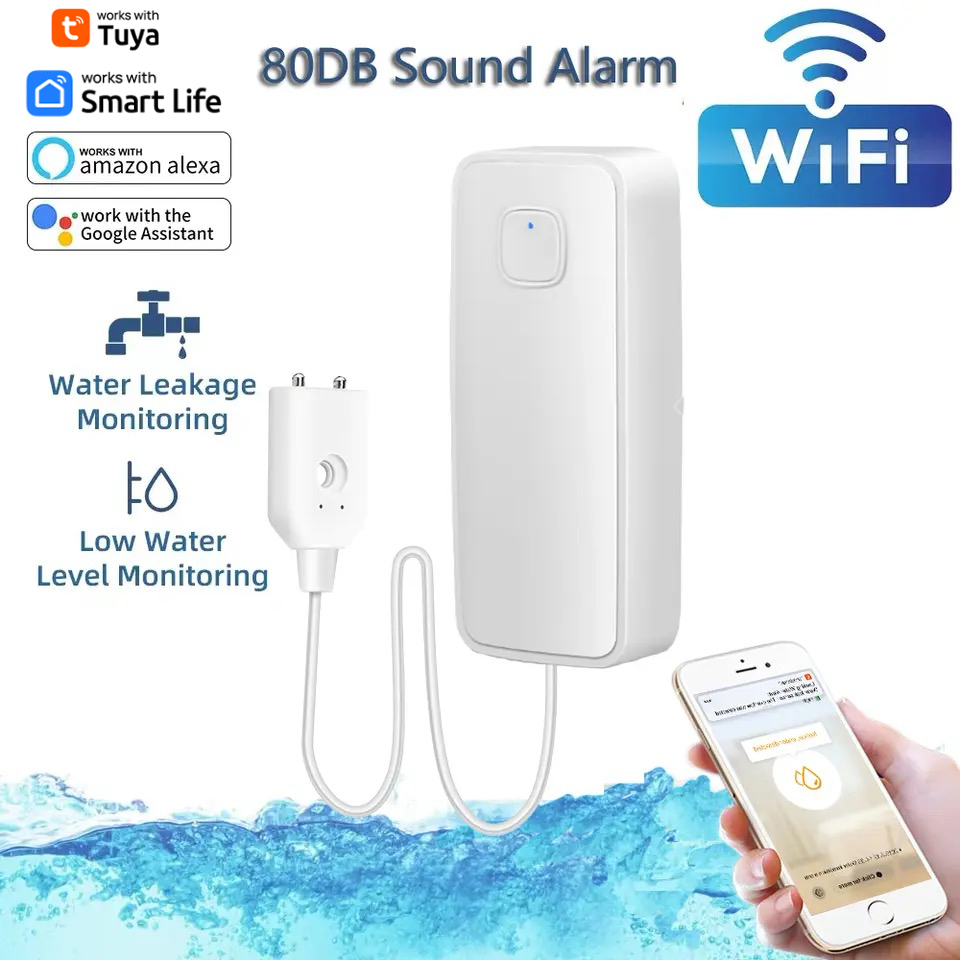 Tuya-インテリジェントな漏水センサー,オーバーフローレベ - Wifi Water Leak Detector のレビューと価格