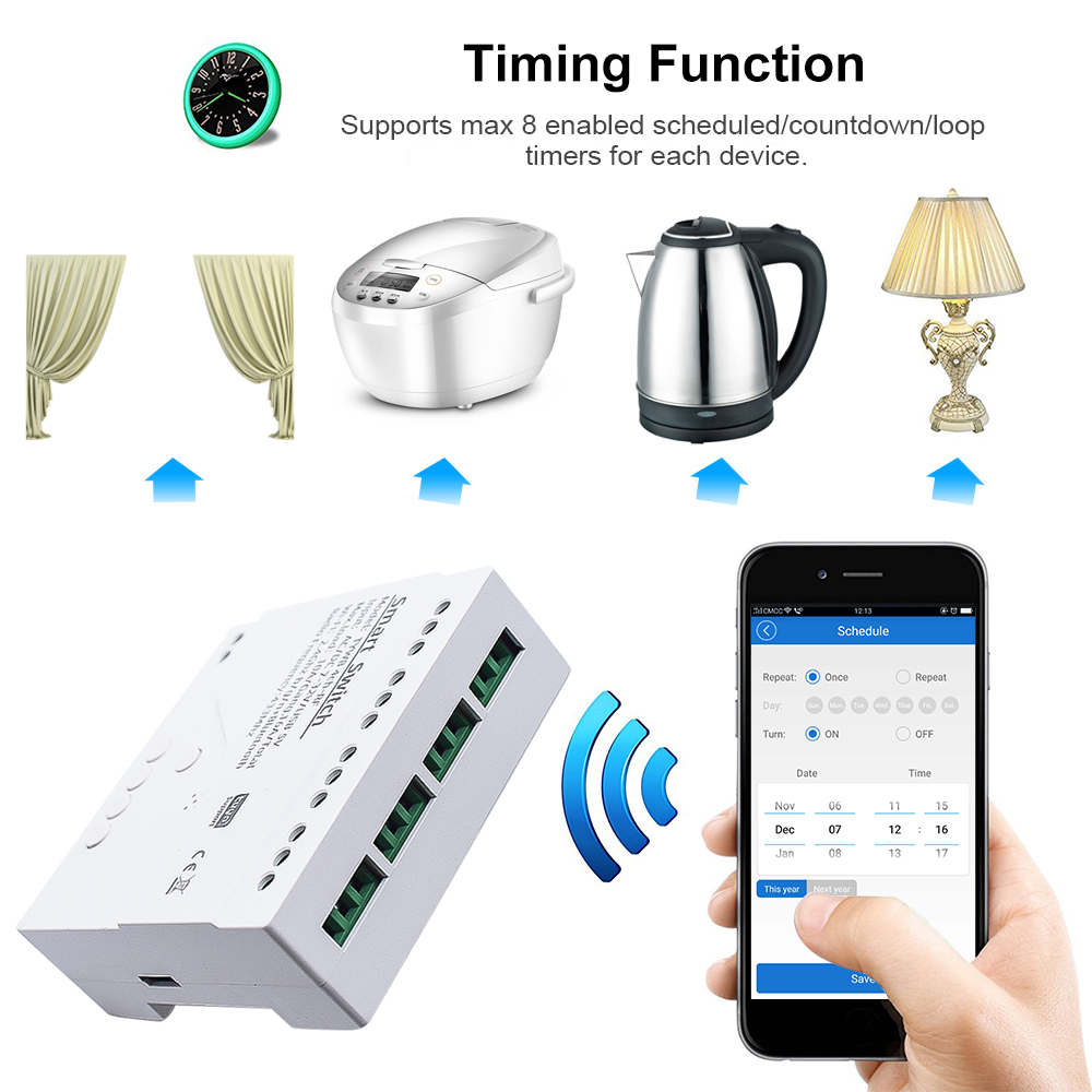 Wifiスマートライトスイッチ,4チャンネルモジュール,DC - Smart Home Diy のレビューと価格