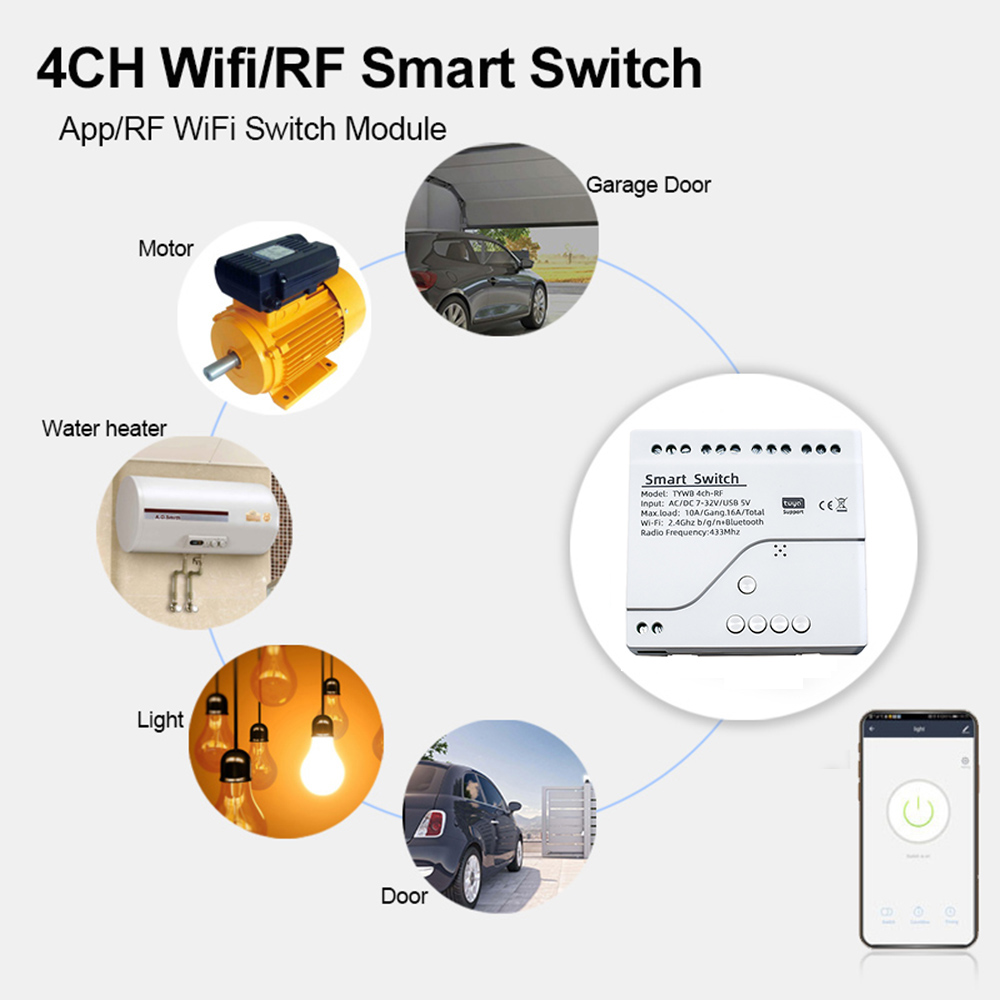 Wifiスマートライトスイッチ,4チャンネルモジュール,DC - Smart Home Diy のレビューと価格