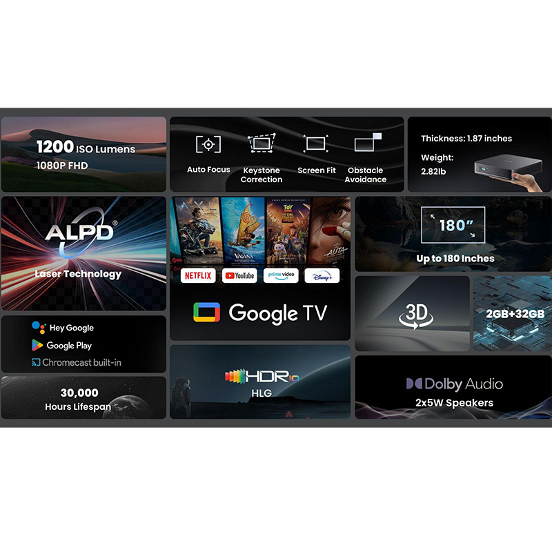 Dingbei-レーザープロジェクター,ポータブル,dolb - Smart Home Theater のレビューと価格