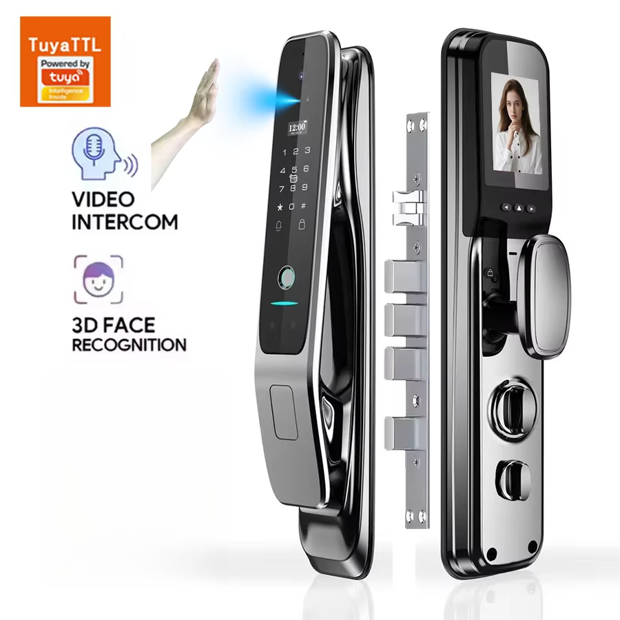 Tuya全自動スマートドアロック、3D顔認証と指紋認証による - Smart Door Lock のレビューと価格