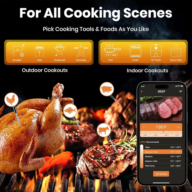 【CHIMU HOME】スマートワイヤレス肉用温度計 Blu - Smart Home Oven のレビューと価格