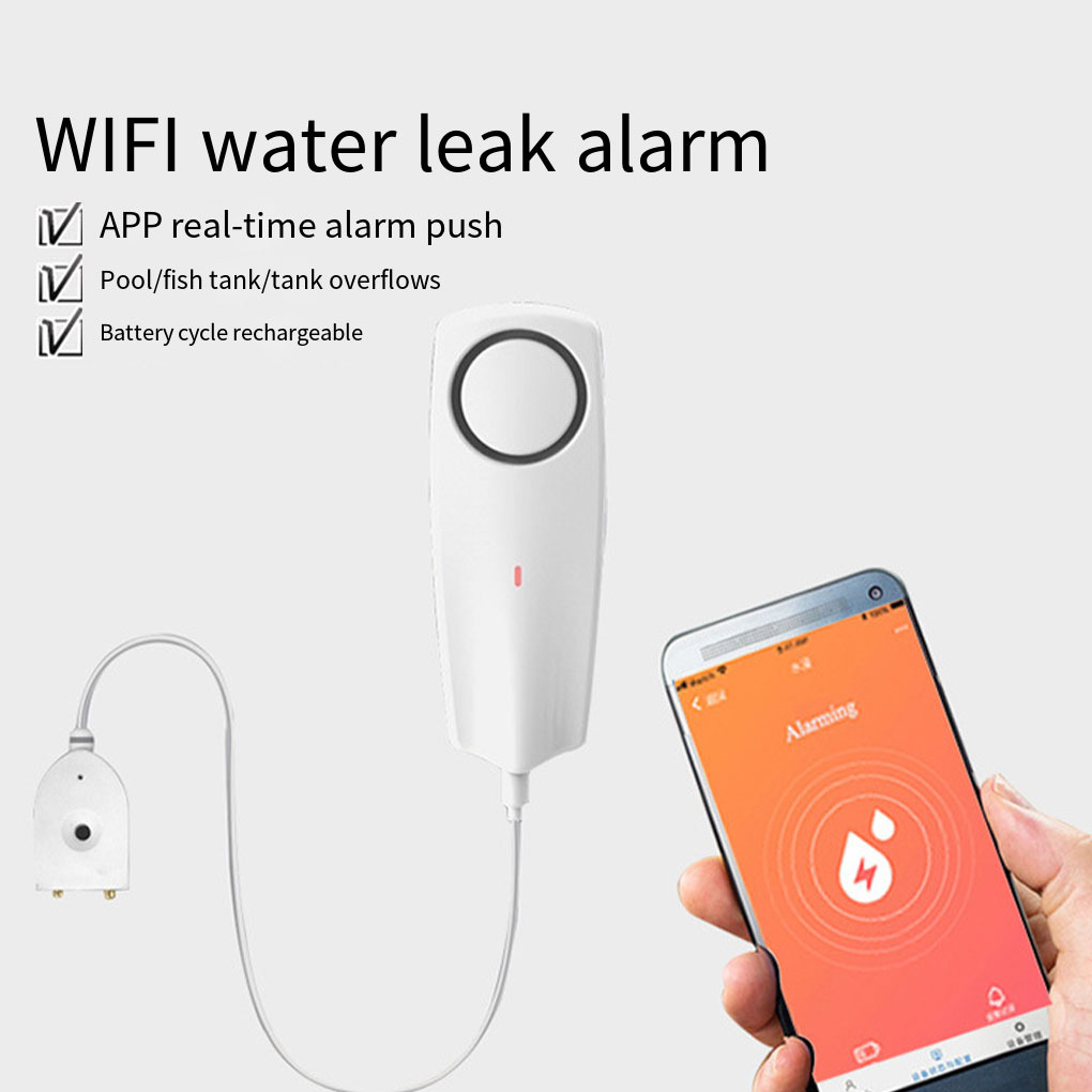 白い家庭用漏水検知器、Tuya Wifi技術搭載で安全を確保 - Wifi Water Leak Detector のレビューと価格