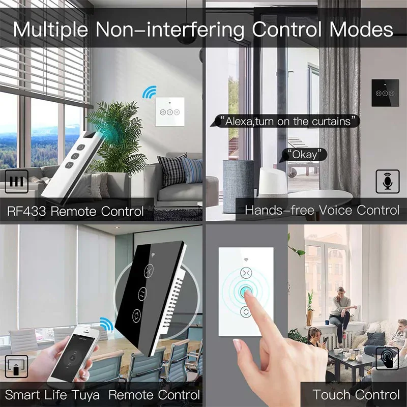 Tuyaスマートタッチカーテン用のwifiとrf433を備え - Smart Home Living Room のレビューと価格