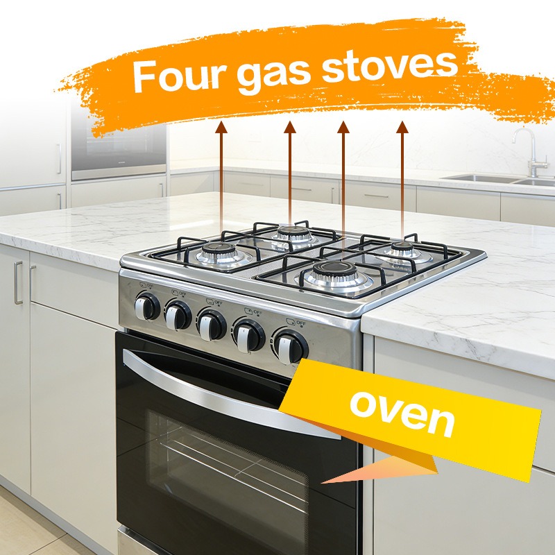 縦型キッチン、4口ガスコンロ、ステンレス製オーブン、一体型マ - Smart Home Oven のレビューと価格
