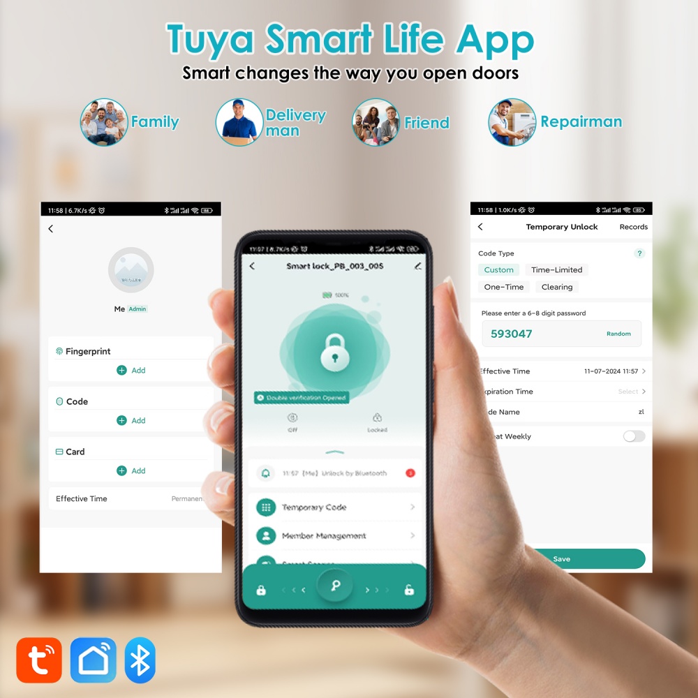 YFK Tuya 5-in-1スマートドアハンドルロック B - Smart Home Interior のレビューと価格