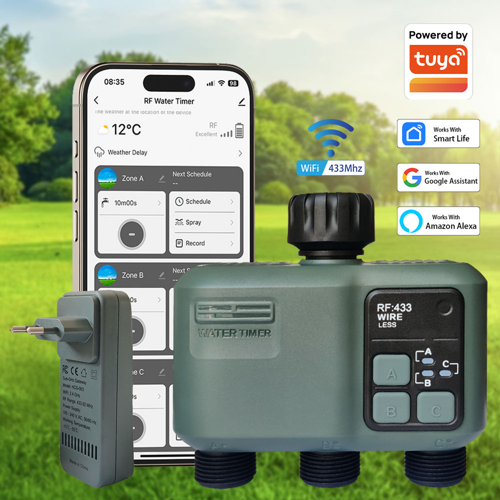 Tuya Wifi+RF433 3口給水タイマー ガーデン用 - Wifi Smart Plug のレビューと価格