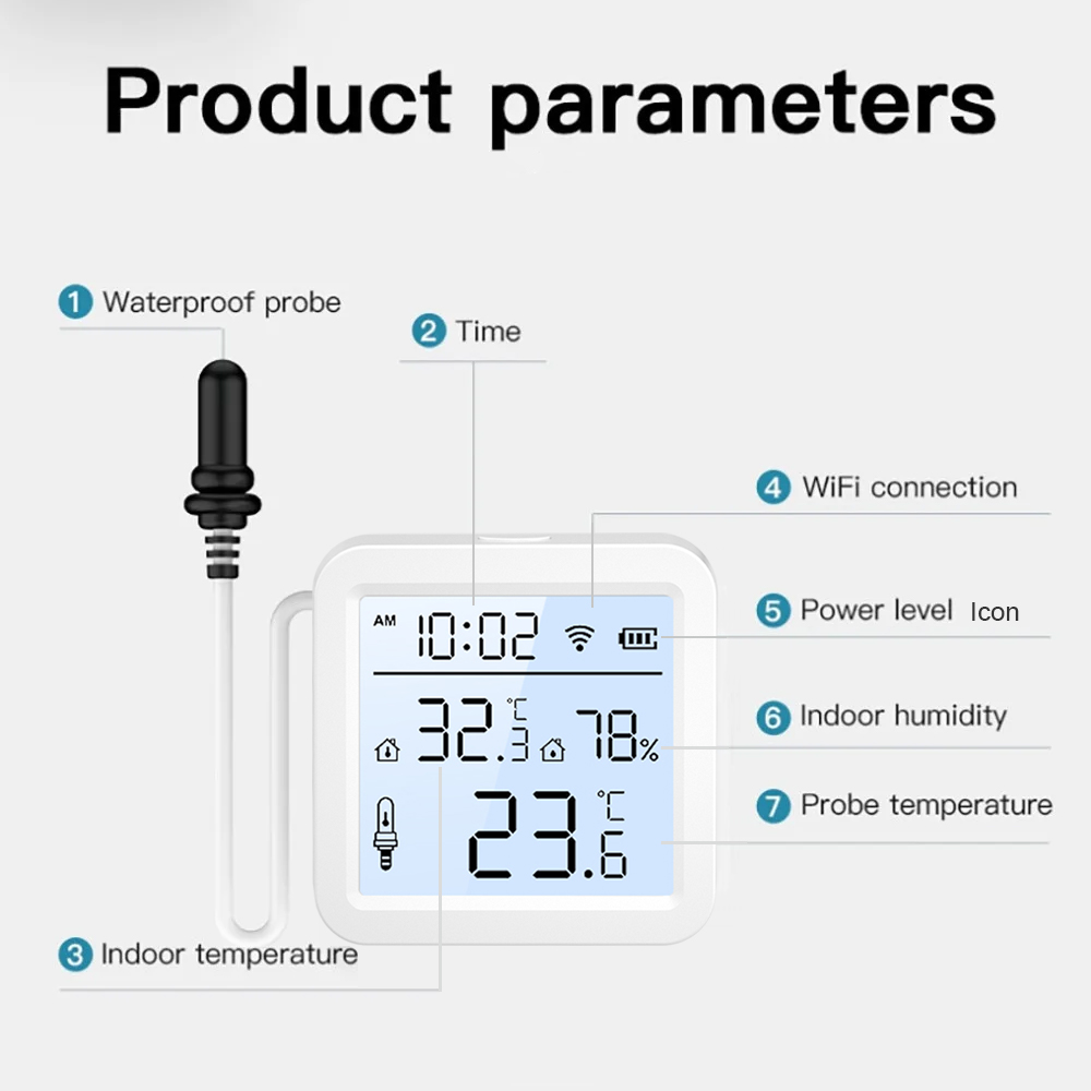 外部プローブ付きWiFi湿度温度センサー、屋内/屋外用Tuy - Smart Home Solution のレビューと価格