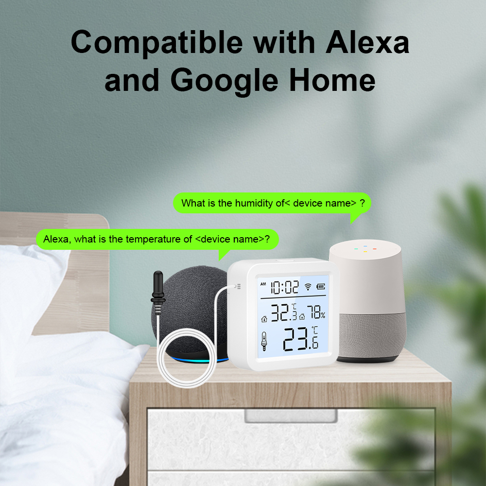 外部プローブ付きWiFi湿度温度センサー、屋内/屋外用Tuy - Smart Home Solution のレビューと価格